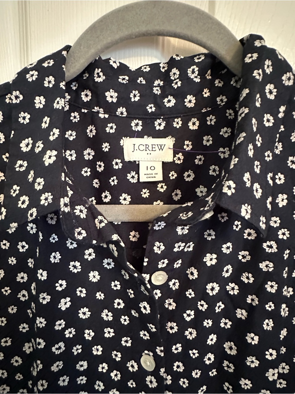 J. Crew shirt-dress in organic cotton Della Ditsy Navy Marine  Size 10 - Picture 5 of 8